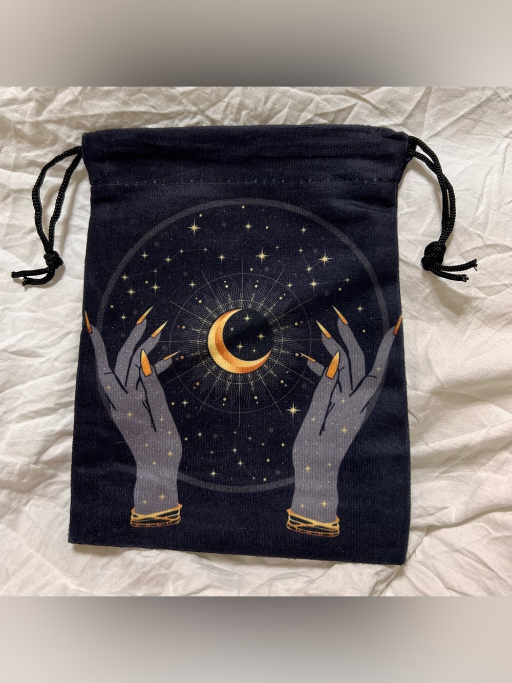 Black Velvet Moon Tarot Card Bag Celestial Crystal Storage Pouch